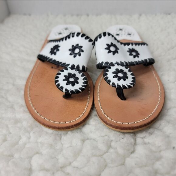 Jack Rogers Sandals Womens Size 7Bone Black Flats Palm Beach Navajo Jacks Casual - Picture 2 of 10